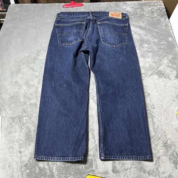 Levis 505 Jeans Mens 36x30 (36x23.5) Blue Straight Leg Denim Classic Medium Wash - Picture 6 of 12